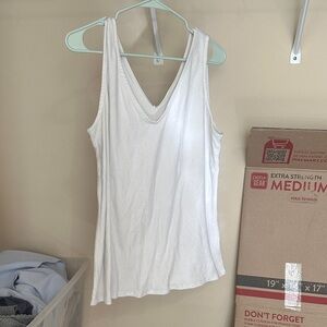 Lane Bryant White V-Neck Tank Top